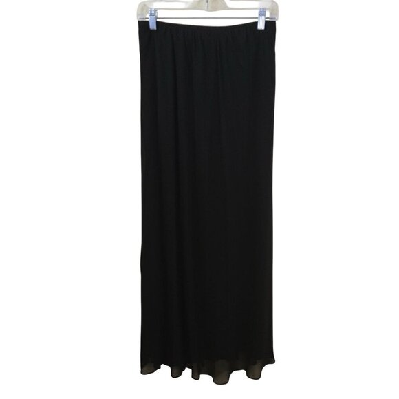 Alex Evenings A Line Long Chiffon Skirt Black Trending Slip Maxi Size L - Picture 3 of 10
